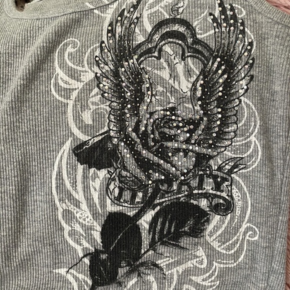 Love to Love Tank Top Rose Design/Front + Cross Design/Back Rhinestones Sz Sm - Picture 4 of 4